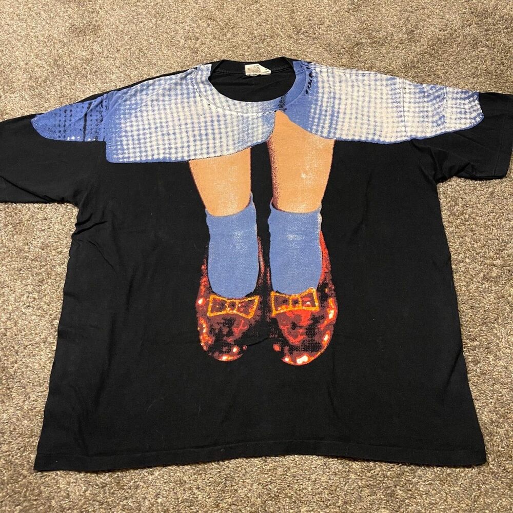 Vintage STANLEY DESANTIS THE WIZARD OF OZ T-Shirt XL RED SHOES OZ FULL PRINT